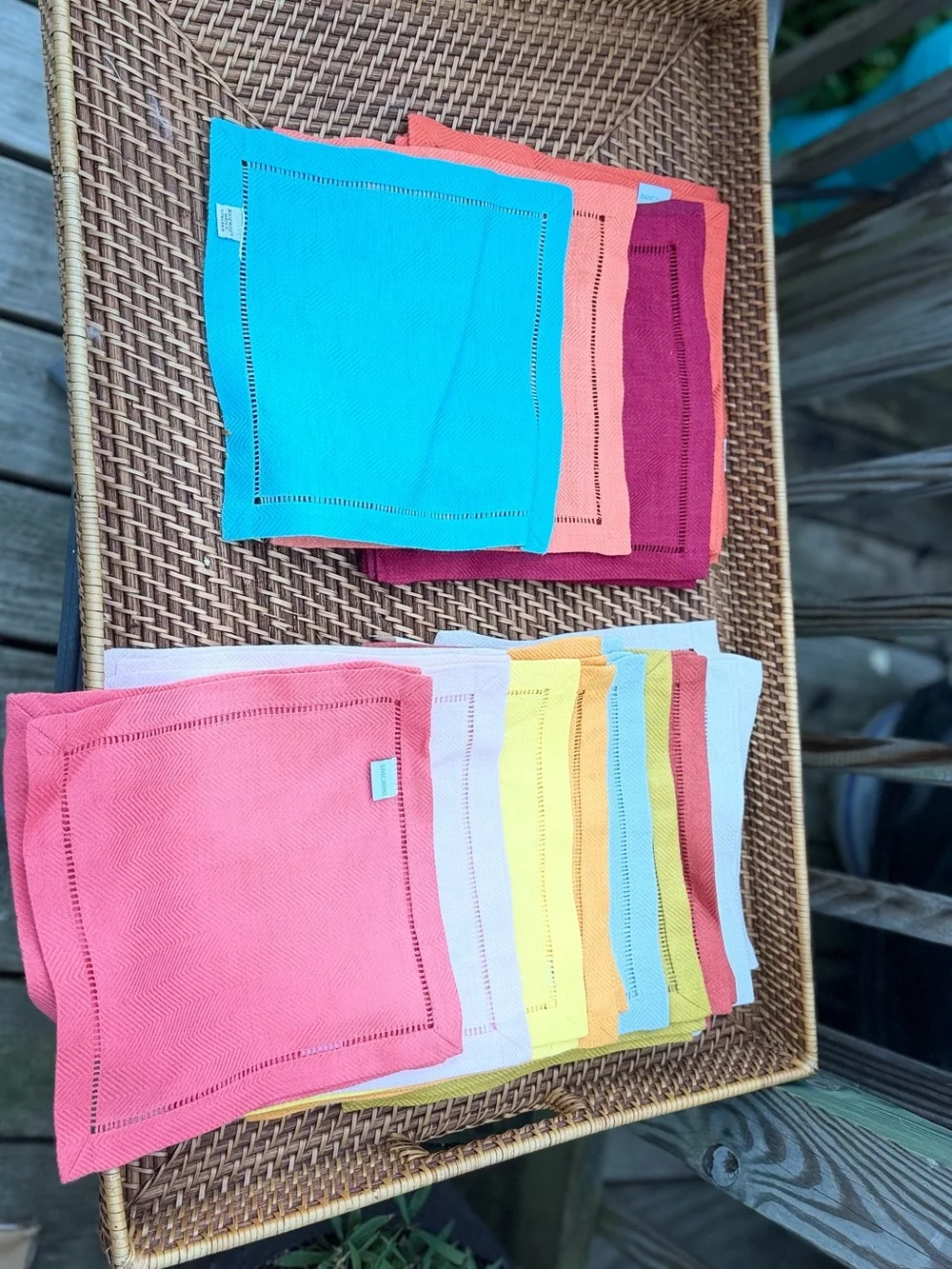 ANICHINI Bright Colorful Linen cocktail Napkins 10x10 FREE SHIPPING